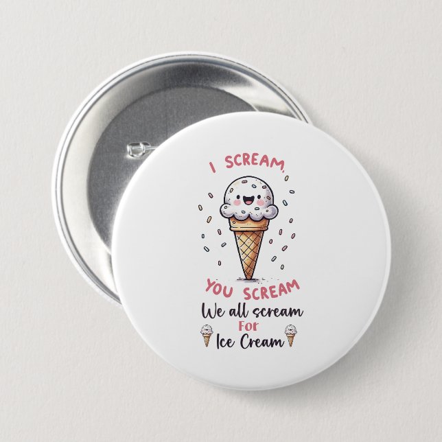 Badge Rond 7,6 Cm Jeu de crème glacée mignonne (Devant & derrière)