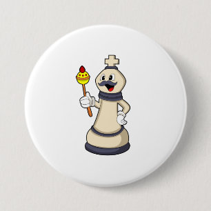 Badge Rond 7,6 Cm Jeu d'échecs King à Chess.PNG