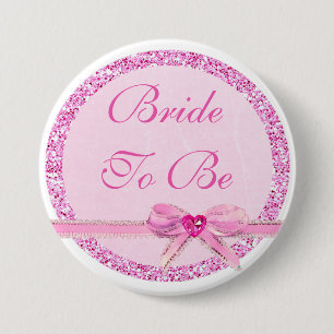 Badge Rond 7,6 Cm Jeune mariée à être bouton rose de parties