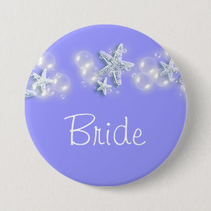 Badge Rond 7,6 Cm Jeune mariée blanche pourpre de plage nuptiale