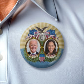 Badge Rond 7,6 Cm Joe Biden Kamala Harris 2024 - Photo Jugate