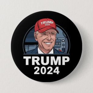 Badge Rond 7,6 Cm Joe Biden portant un chapeau Trump