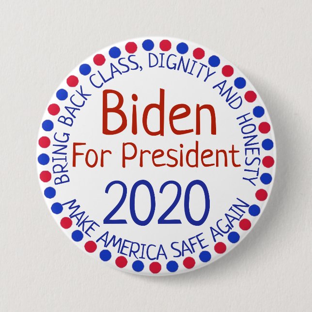 Badge Rond 7,6 Cm Joe Biden pour le bouton du Président Election (Devant)