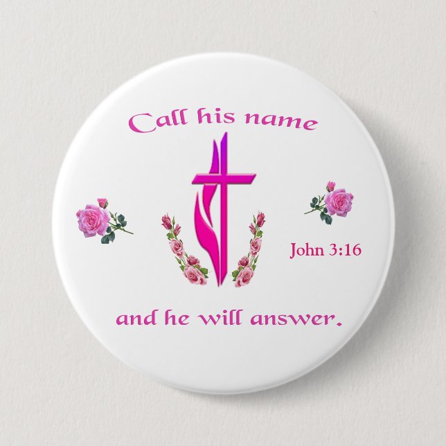 Badge Rond 7,6 Cm John 3:16 (Devant)