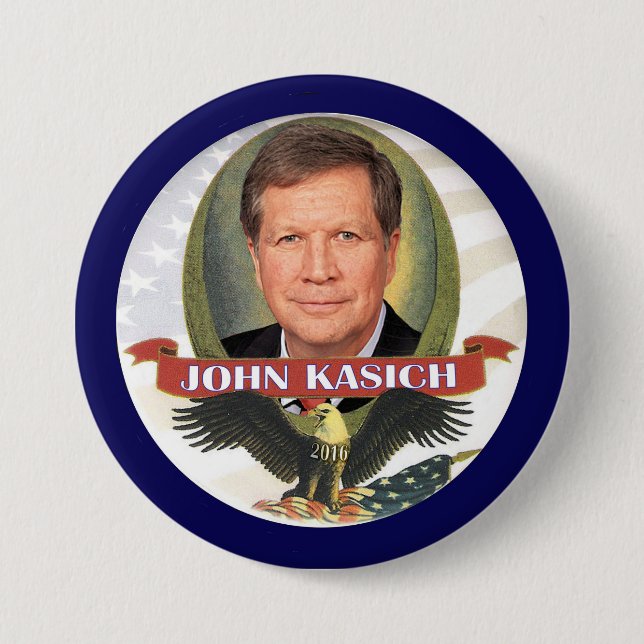 Badge Rond 7,6 Cm John Kasich 2016 (Devant)