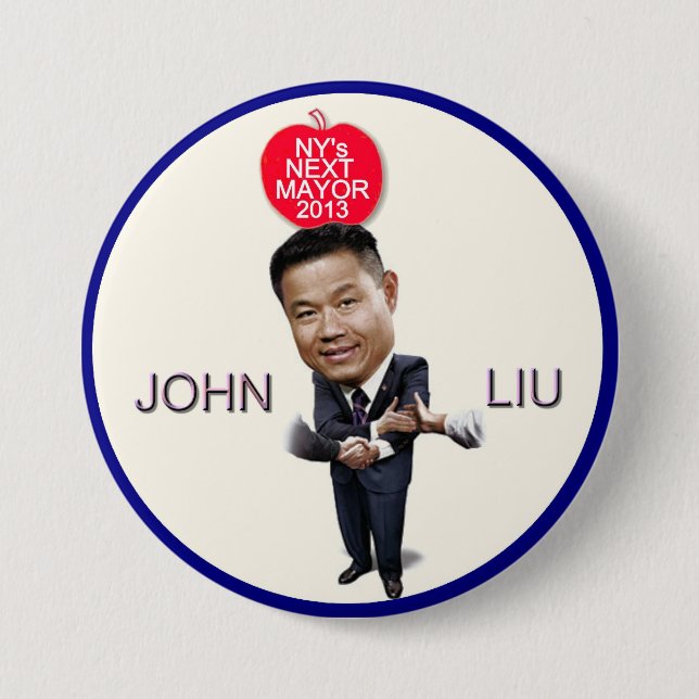 Badge Rond 7,6 Cm John Liu pour le maire 2013 de NYC (Devant)