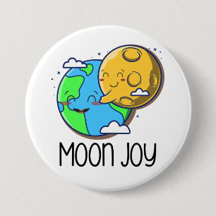 Badge Rond 7,6 Cm Joie Lunaire Terre et Lune Câlin Mignon