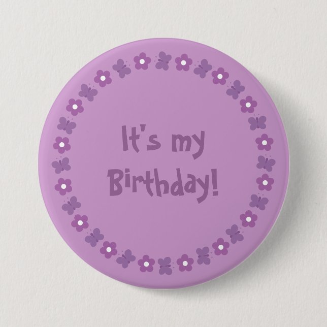 Badge Rond 7,6 Cm Joli bouton lilas d'anniversaire de fleurs et de (Devant)