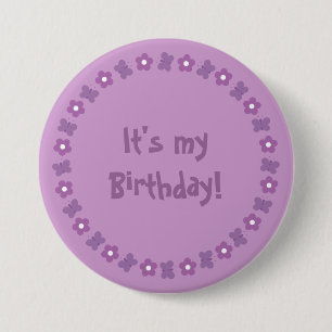 Badge Rond 7,6 Cm Joli bouton lilas d'anniversaire de fleurs et de