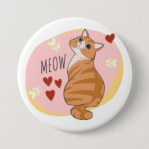 Badge Rond 7,6 Cm Joli chat orange
