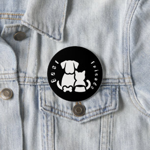 Badge Rond 7,6 Cm Joli chien et chat meilleurs amis silhouette éping