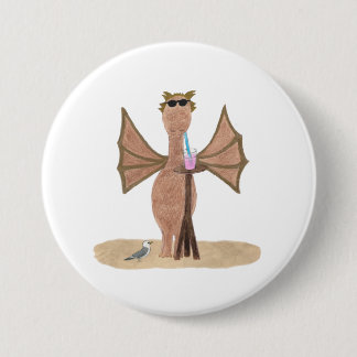 Badge Rond 7,6 Cm Joli Dragon sur la Plage