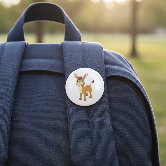 Badge Rond 7,6 Cm Joli jeune âne avec grands yeux bleus (Créateur téléchargé)