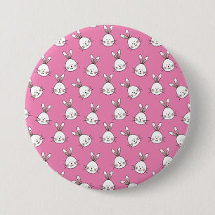 Badge Rond 7,6 Cm Joli lapin blanc de Pâques rose