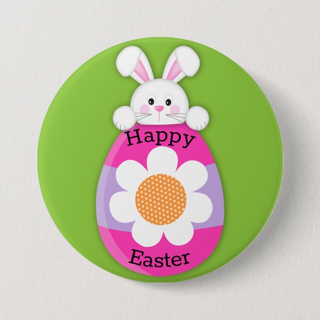 Badge Rond 7,6 Cm Joli lapin de Pâques (Devant)