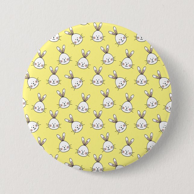 Badge Rond 7,6 Cm Joli Motif lapin blanc de Pâques (Devant)
