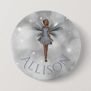 Badge Rond 7,6 Cm Joli Nom Argenté de Fée de Fantaisie Enchantée Fan