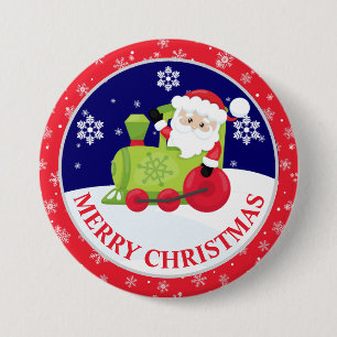 Badge Rond 7,6 Cm Joli Père Noël et scène enneigée de Noël