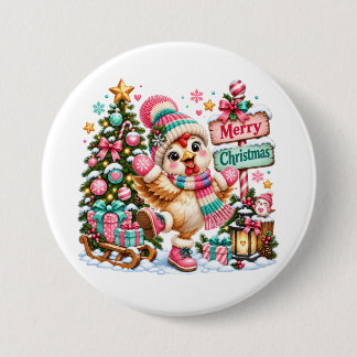 Badge Rond 7,6 Cm Joli poulet joyeux Noël