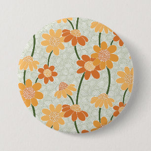 Badge Rond 7,6 Cm Joli rétro muet des années 1970 Fleurs