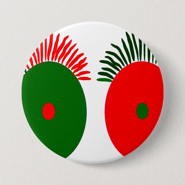 Badge Rond 7,6 Cm Joli rouge vert yeux de Noël (Devant)