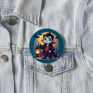 Badge Rond 7,6 Cm Joli Vampire avec Lanterne Kawaii Halloween