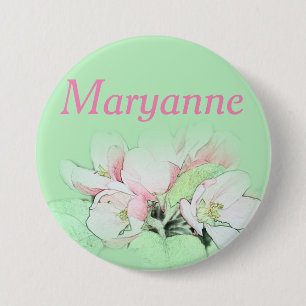 Badge Rond 7,6 Cm Jolie épingle de nom de fleur de pommier rose clai