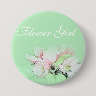 Badge Rond 7,6 Cm Jolie fleur de pommier rose clair fleur fille