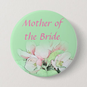 Badge Rond 7,6 Cm Jolie fleur de pommier rose clair mère de la marié