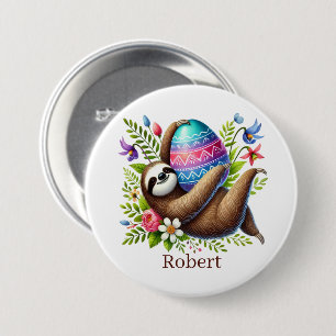 Badge Rond 7,6 Cm Jolie Pâques paresse ajouter nom fête