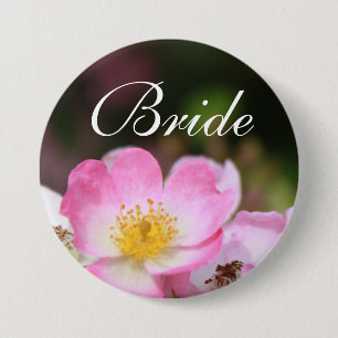 Badge Rond 7,6 Cm Jolie rose rose sauvage rose fleur mariée bouton d