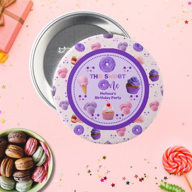 Badge Rond 7,6 Cm Jolie rose violet sucré Un anniversaire de fille (Créateur téléchargé)