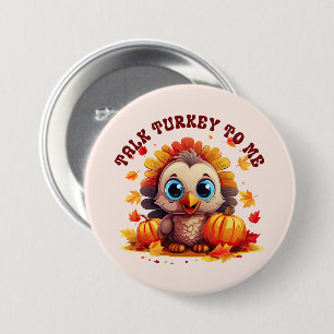 Badge Rond 7,6 Cm Jolie Turquie et feuillage d'automne