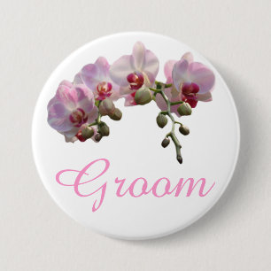 Badge Rond 7,6 Cm jolies fleurs d'orchidée roses bouton de mariage d