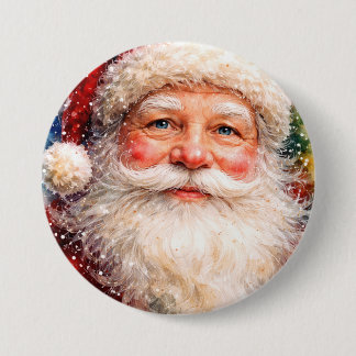 Badge Rond 7,6 Cm Jolly Christmas Santa Portrait