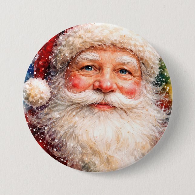 Badge Rond 7,6 Cm Jolly Christmas Santa Portrait (Devant)