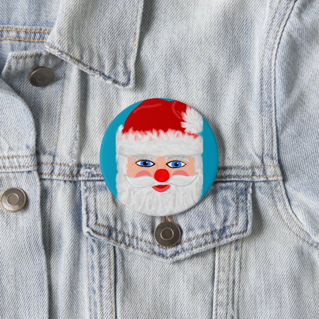 Badge Rond 7,6 Cm Jolly Santa Claus (En situation)