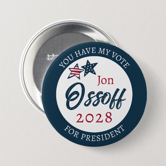 Badge Rond 7,6 Cm Jon Ossoff président 2028  (Devant & derrière)