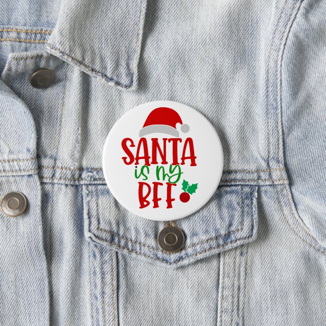 Badge Rond 7,6 Cm Jote Père Noël Meilleur Ami Pour toujours Noël drô (En situation)