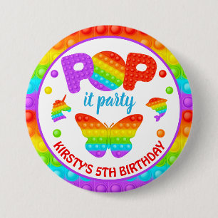 Badge Rond 7,6 Cm Jouet Fidget Pop Arc-en-ciel pour anniversaire