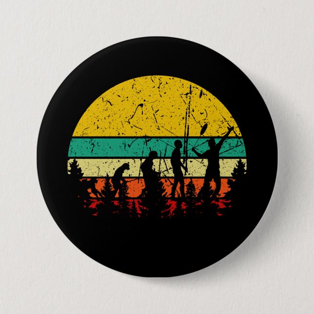 Badge Rond 7,6 Cm Joueur de Badminton Rétro Évolution Badminton (Devant)