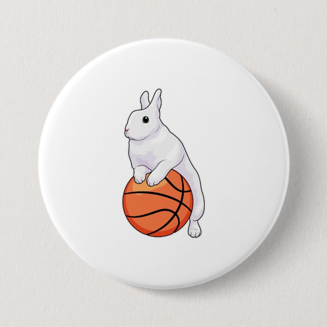 Badge Rond 7,6 Cm Joueur de basket-ball Bunny (Devant)