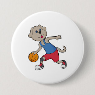 Badge Rond 7,6 Cm Joueur de basket-ball de chien