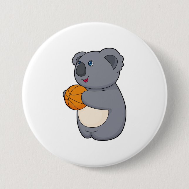 Badge Rond 7,6 Cm Joueur de basket-ball de Koala (Devant)