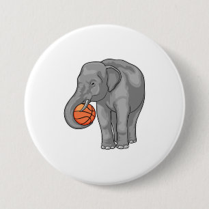 Badge Rond 7,6 Cm Joueur de basket-ball éléphant