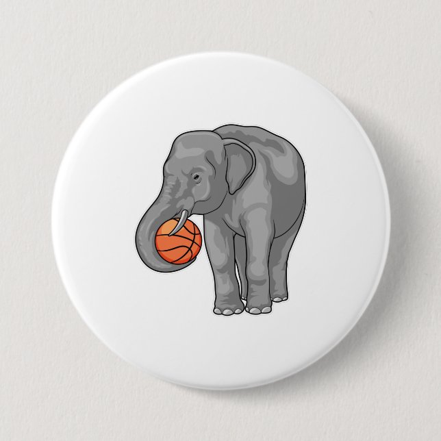 Badge Rond 7,6 Cm Joueur de basket-ball éléphant (Devant)
