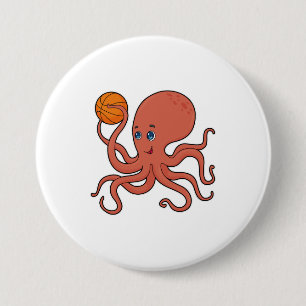 Badge Rond 7,6 Cm Joueur de basket-ball Octopus