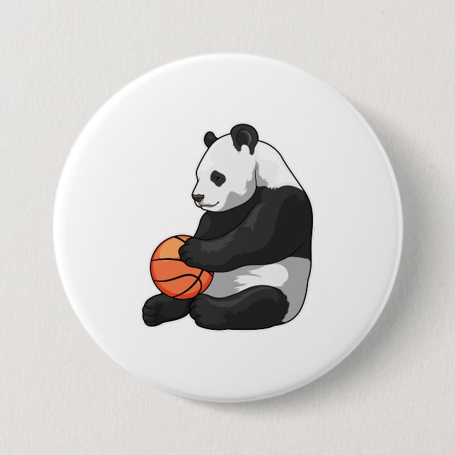 Badge Rond 7,6 Cm Joueur de basket-ball Panda (Devant)