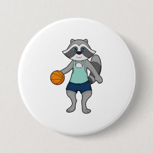 Badge Rond 7,6 Cm Joueur de basket-ball Racoon