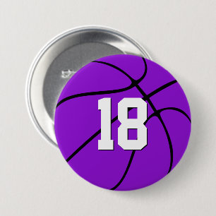 Badge Rond 7,6 Cm Joueur de basket-ball violet Nombre ou lettres Spo